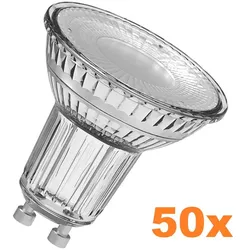 10 x 5er-PACK OSRAM LED BASE PAR16 GU10 LED Strahler 4.3W wie 32W 120° warmweiß breit strahlend - XXXL-Sparpack