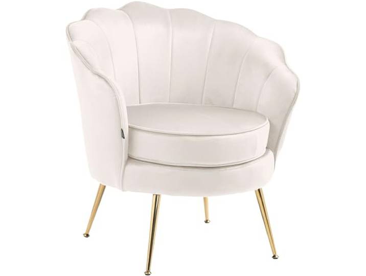CLP Sessel Rosita I Polsterstuhl Mit Samt-Bezug I Gold-Farbiges Metallgestell Farbe Creme