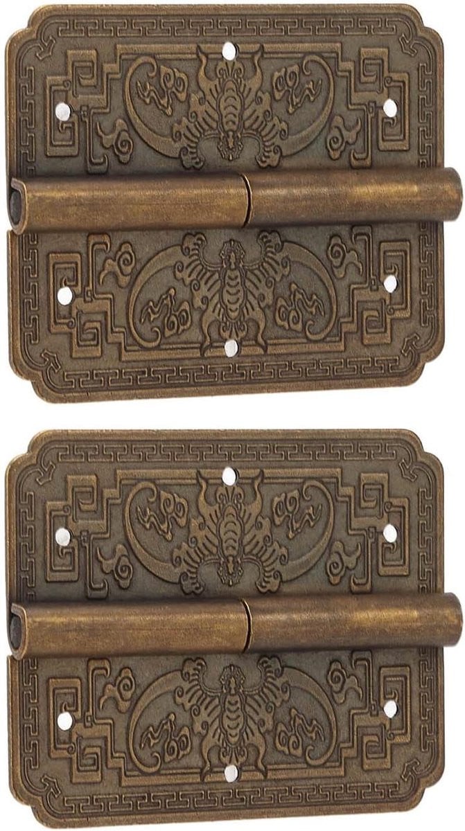 Decoratieve Scharnieren Messing Kastbeslag Koperkleurig - 2 Sets