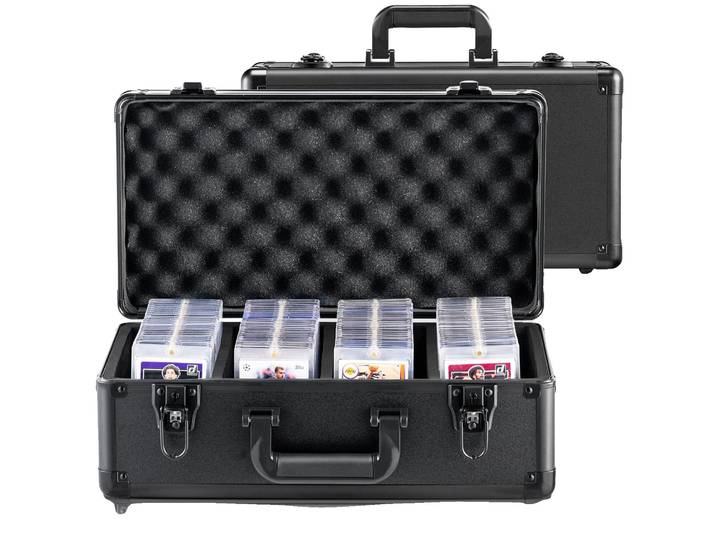 Boîte de rangement VEVOR\, 4 compartiments\, sac de transport pour cartes à collectionner avec séparateurs en mousse et serrure à clé\, 388 Top Loader ou 999+ cartes en vrac
