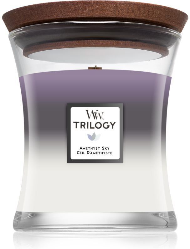 Woodwick Trilogy Amethyst Sky bougie parfumée avec mèche en bois 275 g