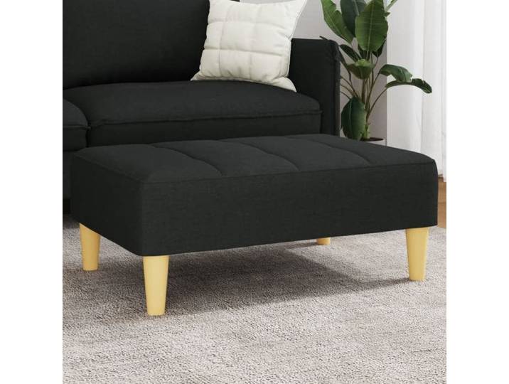 Repose-pied noir 77x55x31 cm tissu tabouret tabouret de canapé siège de salon pouf repose-pied en tissu meuble 4007364