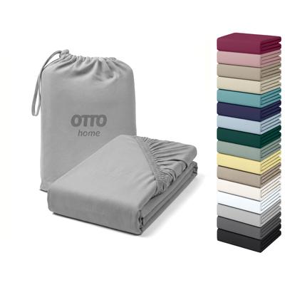 Spannbettlaken OTTO HOME "Cremona Baumwolle-Elasthan", grau, B:140cm L:200cm, Zwirn-Jersey (220g/m²), Obermaterial: 96% Baumwolle, 4% Elasthan, Bettlaken, Spannbettlaken, NEU bis 30 cm Höhe, Bettlaken in PREMIUM Qualität, auch Zwirn-Jersey