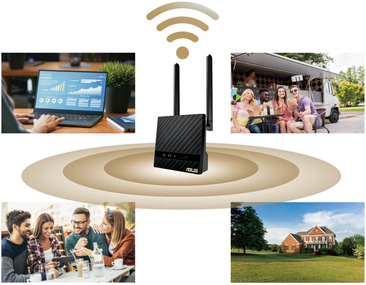 Asus 4G-N16 4G LTE Wi-Fi Modem Router - N300 300 Mbps Wi-Fi, 150 Mbps LTE, SIM Slot - Black
