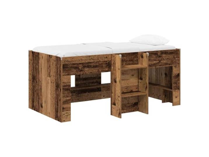 HFXHIJXQ Hochbett Altholz 163 x 100 x 68,5 cm Holzwerkstoff Bettgestell Kompaktes Hochbettgestell mit integrierter Leiter und TPE Eckschutz, ideal für moderne Schlafzimmer mit Platzsparer.