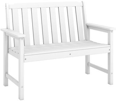 Costway 2-Person All Weather HDPE Outdoor Garden Bench with Backrest and Armrests-White