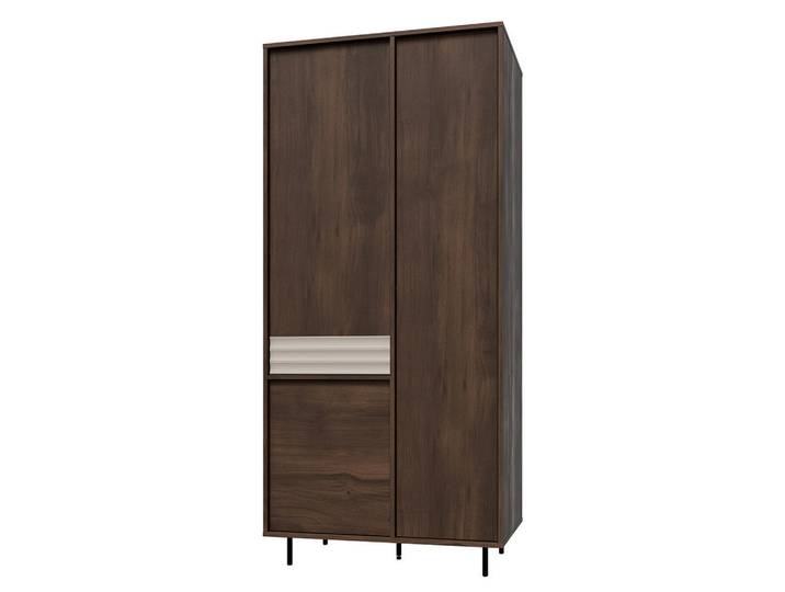 Petits-meubles Schrank 3 Türen Astra Dunkles Holz und Kaschmir, Braun, 90x195x52 cm, Badezimmer, Badmöbel, Hängeschränke