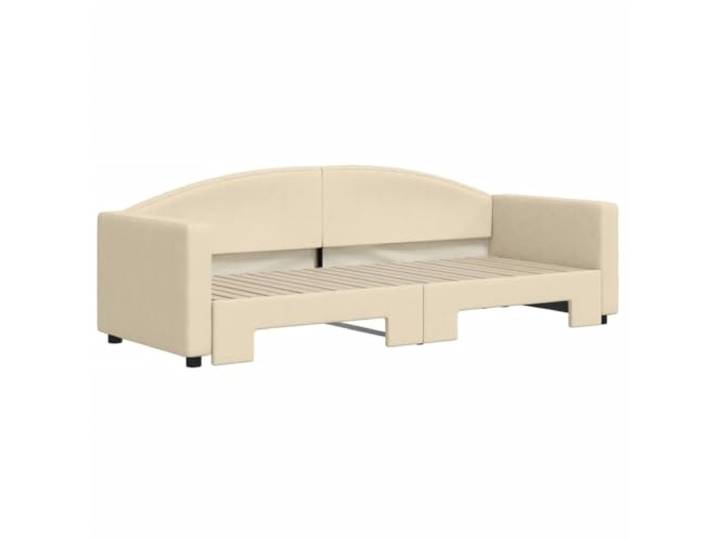 KTHLBRH Ausziehbares Schlafsofa, Creme, 80 x 200 cm, Stoff Gestell aus Holz und Metall, modernes Design, Lattenrost inklusive, 2 notwendige Matratzen