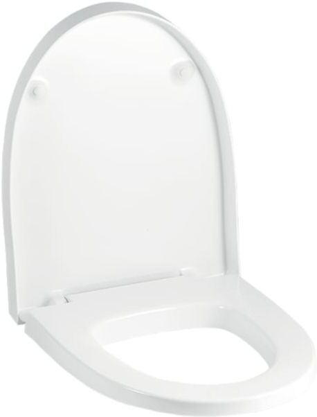 Geberit Flow WC Sitz 575950000 weiss, Scharniere Edelstahl, mit Absenkautomatik