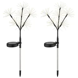 Solarleuchte Feuerwerk-Optik Stecklampe Solar Deko Solarleuchte Erdspieß Gartenleuchte, Edelstahl, LED warmweiß, H 60 cm, 2er Set
