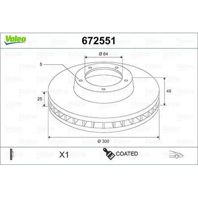 Valeo Bremsscheibe [Hersteller-Nr. 672551] für Ford, Volvo