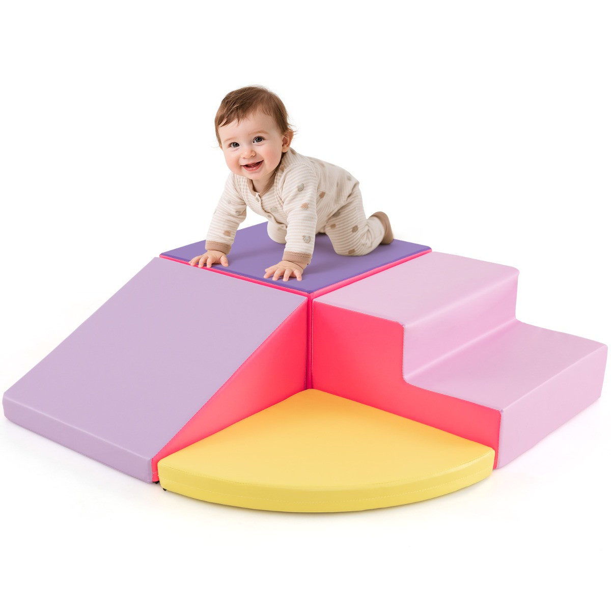 Costway 4-delige zachte klimset voor peuters - Roze