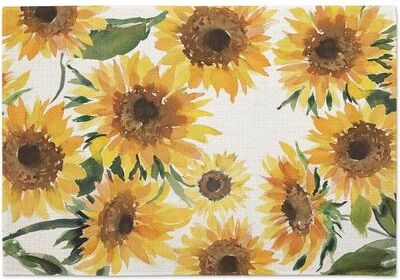 Highland Home Sunflowers 4-Pack Poly-Cotton Blend Placemats Manufactured in The USA Machine Washable Dryer Safe