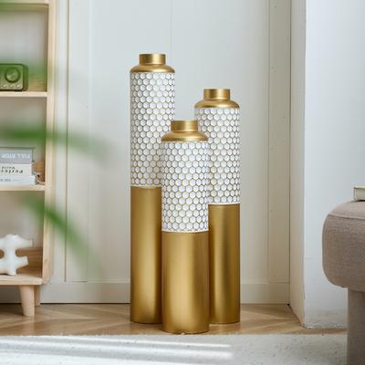 Kodotan sofa Floor Metal Vase Modern Style Droplet Shaped White Metal Vase 3-Piece Set Gorgeous Home Decoration Large Glazed Metal Vase