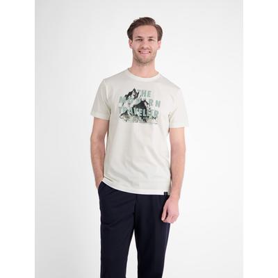 T-Shirt LERROS "T-Shirt aus Baumwolle mit lässigem Frontprint und O-Neck", Herren, Gr. XL, broken weiß, 100% Baumwolle, Rundhals, Shirts T-Shirt