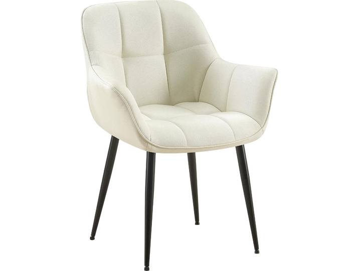 CLP Esszimmerstuhl Roseville Gesteppt creme Material Stoff