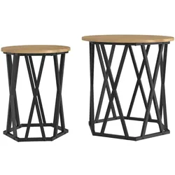 vidaXL Couchtisch 2 pcs Artisan-Eiche Ingenieure Holz und Stahl