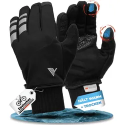 Fahrradhandschuhe Winter mit Thermo-Fleece „THERMO-FIT“ - Schwarz - S - Bestseller,oft gekauft,Zubehör