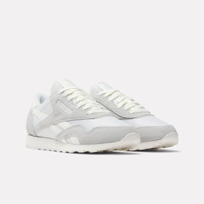 Sneaker REEBOK CLASSIC "CLASSIC NYLON", Damen, Gr. 38, weiß (moon, moon, chalk), Leder, Synthetik, Textil, Schuhe Sneaker