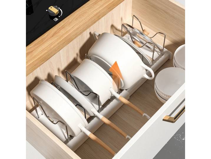 Support de rangement pliable pour ustensiles de cuisine, support organisateur pour casseroles et couvercles, comptoir ou armoire peu encombrant pour ustensiles de cuisine