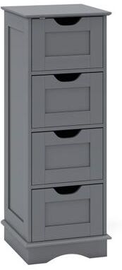 Costway Bathroom Storage Cabinet with Cutout Handles and 4 Drawers-Gray