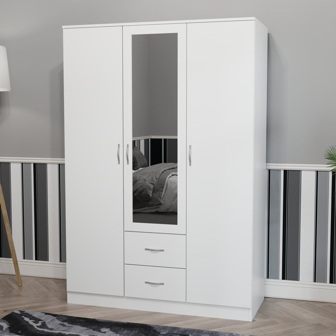 17 Stories Maybery MDF & Particleboard Wardrobe White 170cm H X 115.4cm W X 53cm D