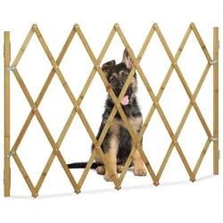 Relaxdays Ausziehbares Hundeabsperrgitter Bambus Hellbraun