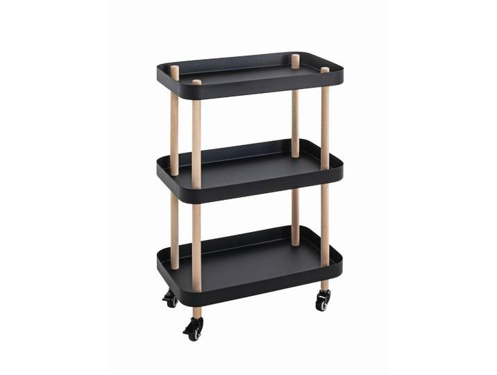 Servierwagen, Natur, Schwarz, Buche, Holz, Metall, Buche, massiv, rechteckig, 30x76x50 cm, Stauraum, gastro- und objekttauglich, Esszimmer, Barmöbel, Barwagen