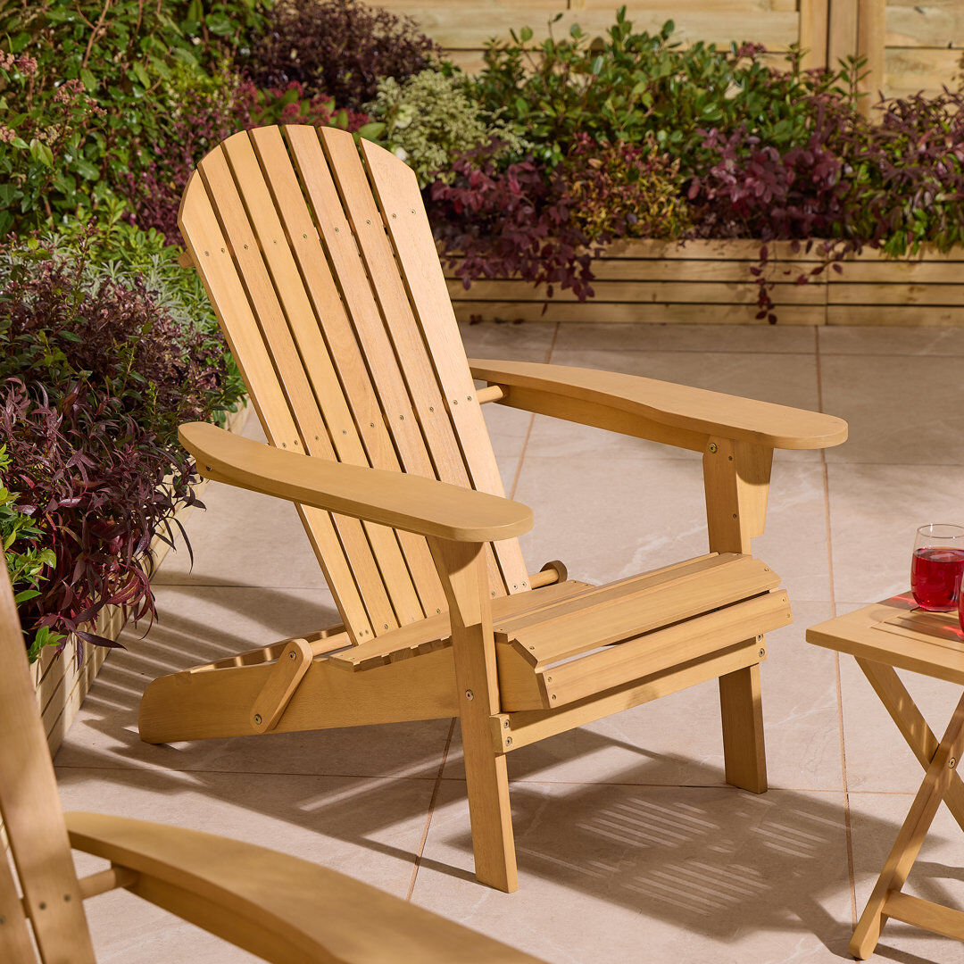 Rowlinson Sandown Folding Adirondack Chair Brown 92cm H X 78.5cm W X 87cm D