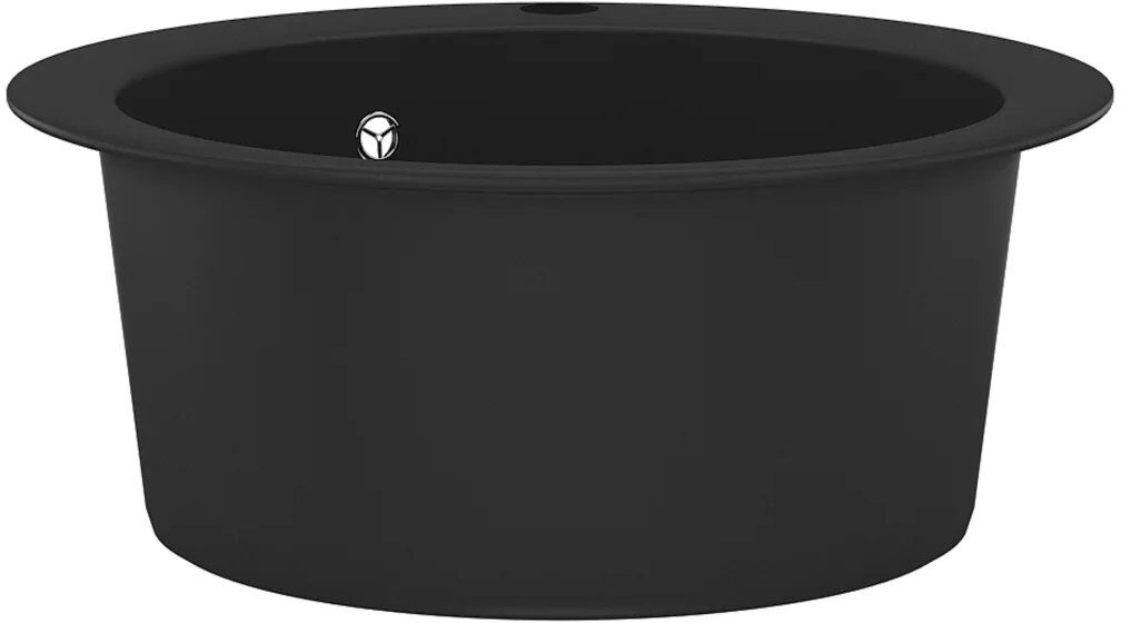 Belfry Kitchen Zadie Granite Kitchen Sink Single Basin Round Black 505mm L