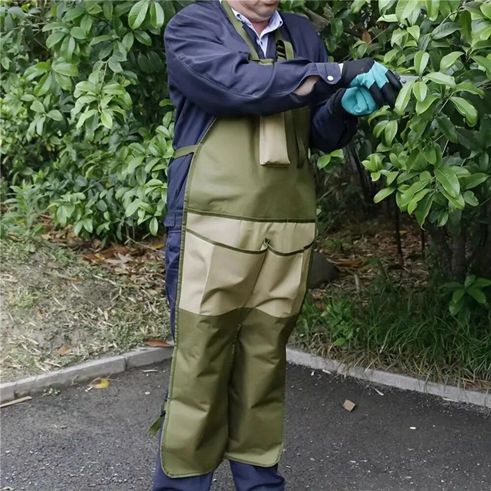 INF Gartenarbeitsschürze: Wasserdichte, verlängerte Arbeitsschürze für Garten und Werkstatt grün+khaki