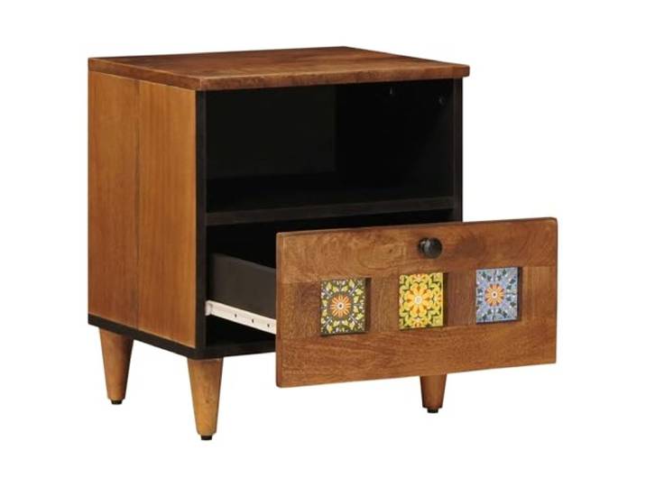 KTHLBRH Nachtschrank mit Schublade, 2 Stück, braun, 40 x 33 x 46 cm Massives Mangoholz, großer Raum, rechteckig, für Schlafzimmer