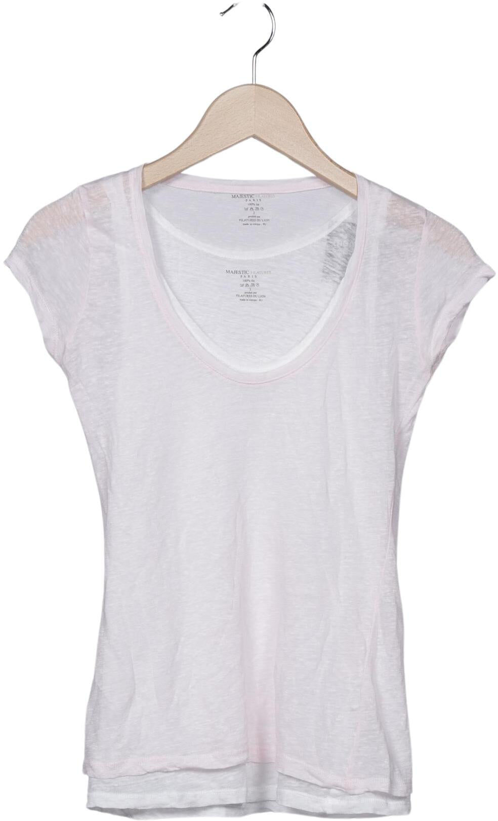 Majestic Filatures Damen T-Shirt, Pink, Gr. Xxs, Leinen - Second Hand