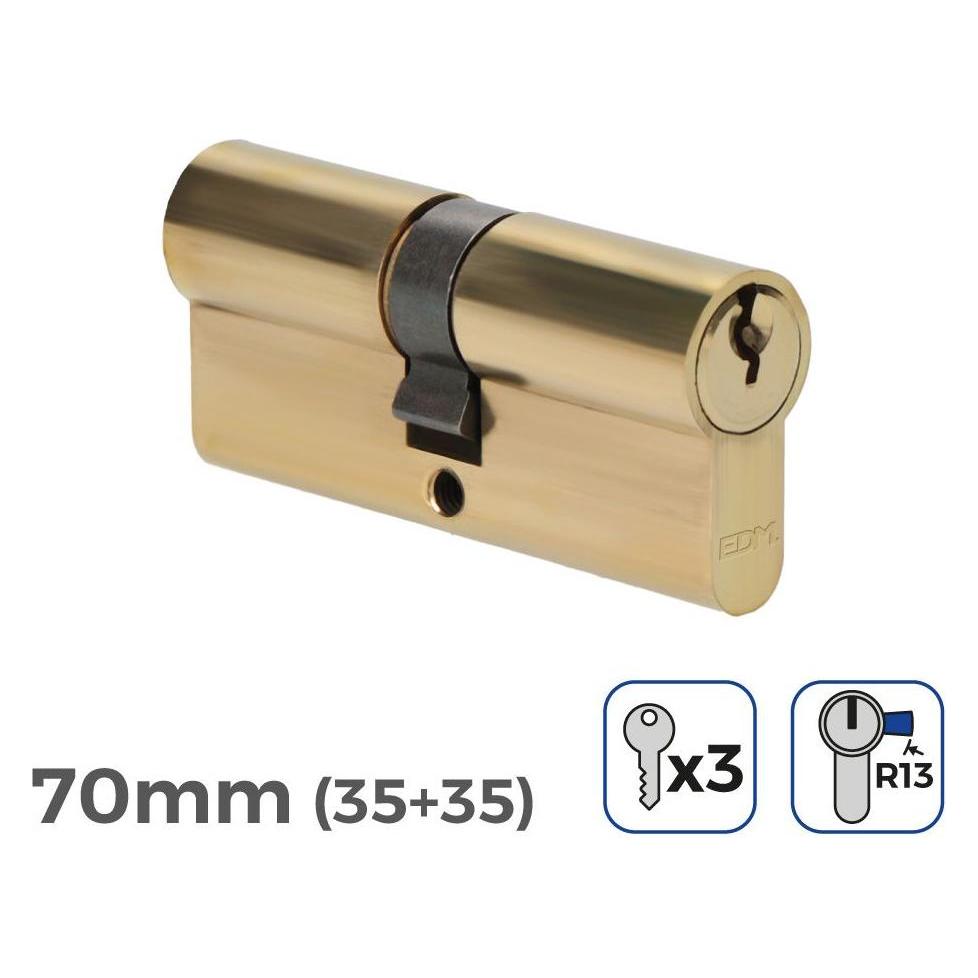 EDM Product Zylinder 85185 R13 Gold Messing Schliessbart Kurz Europäisch (Halbzylinder) (45273026)