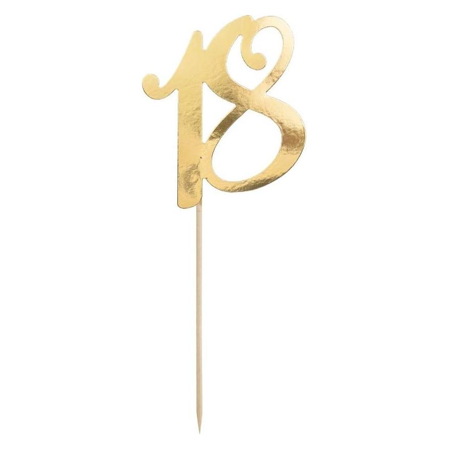 Partydeco Cake Topper "18 Jahre" aus Gold (1 Stk.) (510348)