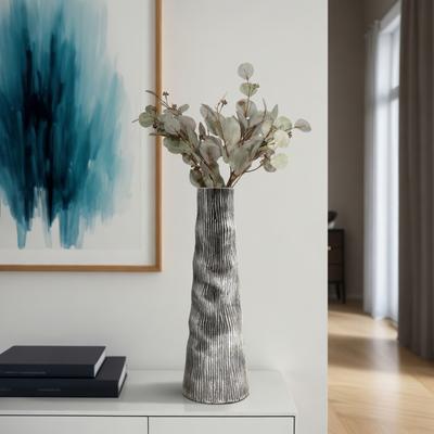 Sagebrook Home Sitka Pewter Metal Vase, Cylinder, Solid