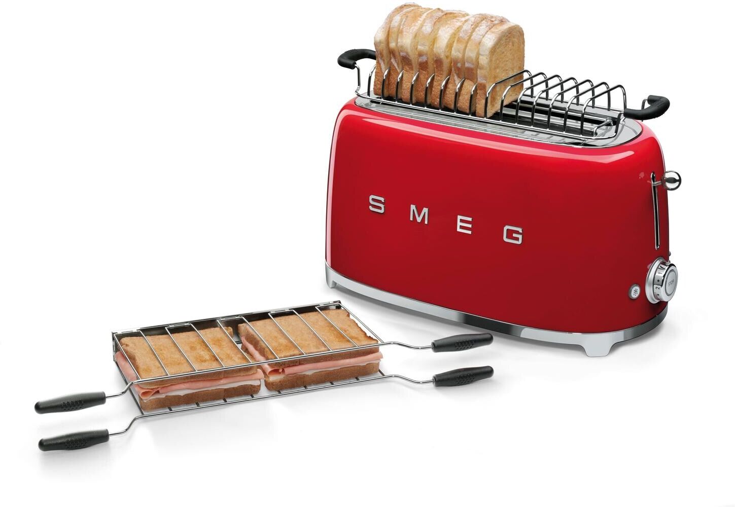 Brötchen-Röstaufsatz SMEG "4 Scheiben", grau, Edelstahl, Küchenmaschinen-Aufsätze, Brötchen-Röstaufsatz grau Einheitsgröße