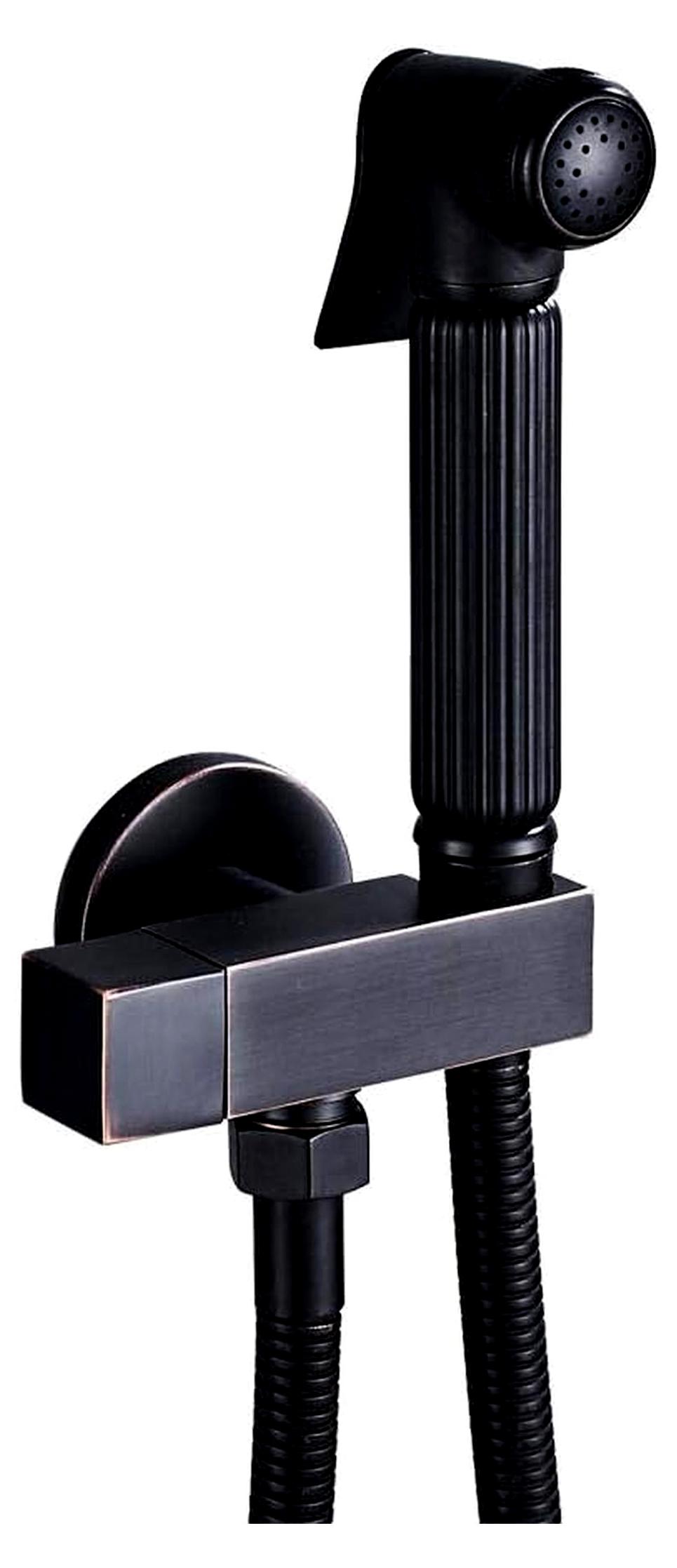 Sprühkopf, wandmontierter Badezimmer-Wasserhahn, Dusch-Wasserhahn, Toilette, muslimischer Messing-Unterlegscheiben-Wasserhahn, schwarze Bronze(Black Bronze Bidet)