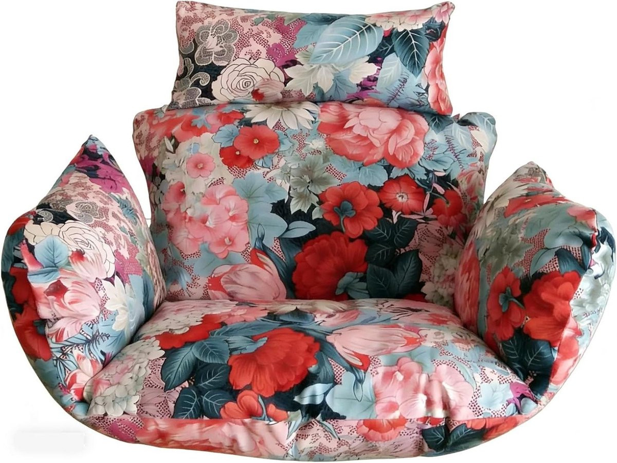 Blauw hangstoelkussen voor egg chair met katoenvulling, 10 cm dik