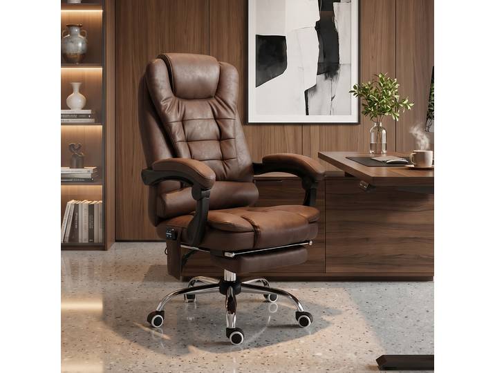Vinsetto Fauteuil Bureau Massant Marron Réglable