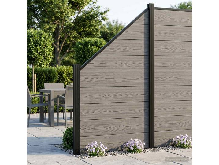 vidaXL zaunset 619 x 186 cm WPC und Aluminium Grau