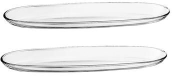 "Majestic Gifts European Glass Oval Serving Tray/ Platter - 8"" Long, 3.75"" Wide- Set/2"