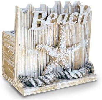 CoTa Global Baja Beach Starfish Nautical Wooden Coaster Set - 9Lx5.75Wx5H inches.