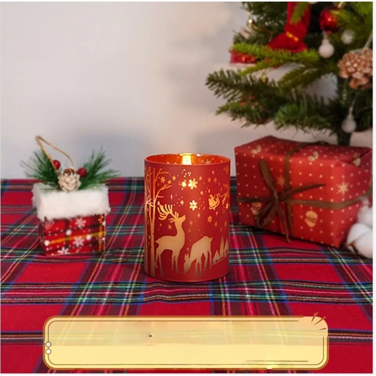 INF 3er Set Rote Weihnachts-LED-Flammenlose Kerzen mit Fernbedienung