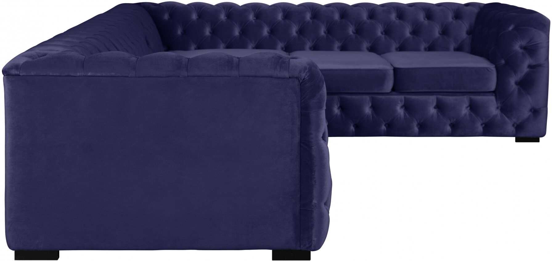 Chesterfield-Sofa, blau (dunkelblau), B:247cm H:67cm T:227cm, 100% Polyester, Sofas, hochwertige Chesterfield-Ausführung, sehr hochwertige Verarbeitung