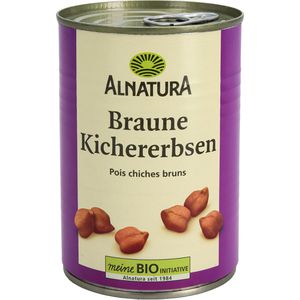 Alnatura Gemüsekonserve Braune Kichererbsen, BIO, ohne Zuckerzusatz, in der Dose, 400 g