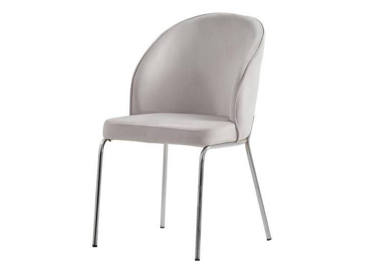 JVmoebel Esszimmerstuhl Gepolsterter Esszimmerstuhl in Grau mit Chromfüßen (6 St), Made in Europa