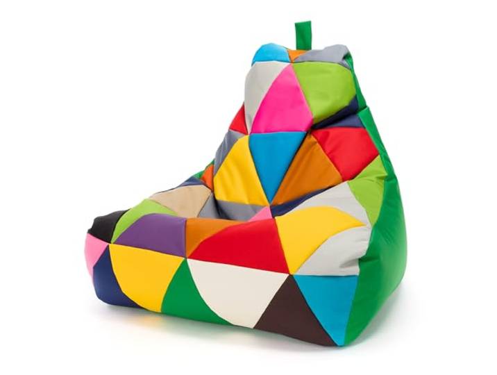 Ecopuf - Keiko Patchwork Pouf Sessel Outdoor - Sitzsack Styroporkugeln - Wasserfester Stoffsack - Entspannungssessel - Wohnungseinrichtung - Sessel Größe M - 100x80x85cm, Mix/Flasche grün