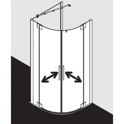Kermi Pasa XP Viertelkreis-Pendeltür PXP50090181AK 90x90x185cm, Radius 50cm, silber mattglanz, ESG klar