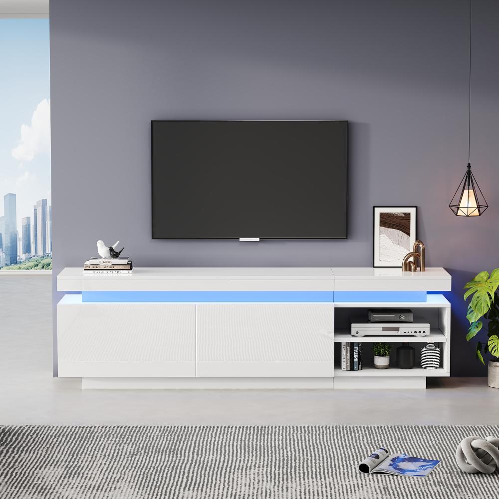 TV-Möbel, rot - Hochglanz - Für Fernseher bis 70 Zoll - Holz
